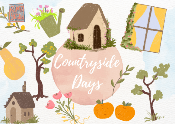 Countryside Days Elements Clipart: Elevate Your Creative Projects with Hand-Drawn Charm