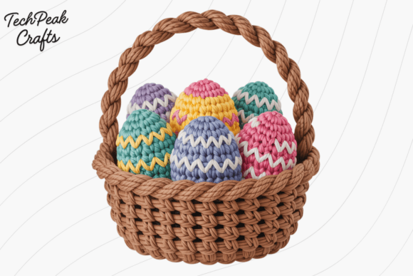 Crochet Easter Basket PNG for Spring Crafts