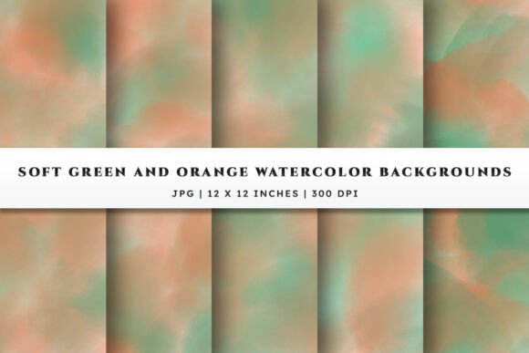 Green Orange Watercolor Backgrounds