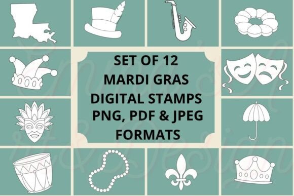 Unlocking Creative Potential: A Guide to Using the Mardi Gras Digital Stamps Set of 12 for Modern Crafting