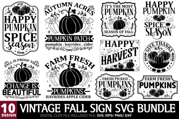 Vintage Fall Sign SVG Bundle: Elevate Your Autumn Crafting Projects